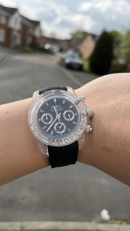 Rainbow Transparent Daytona Seiko Mod Watch