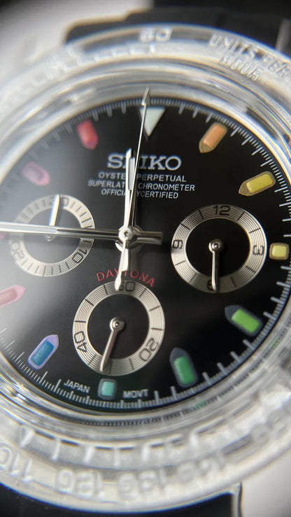 Rainbow Transparent Daytona Seiko Mod Watch