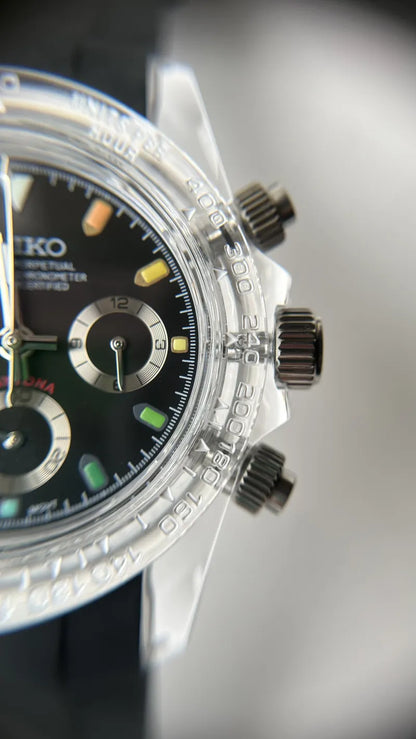 Rainbow Transparent Daytona Seiko Mod Watch